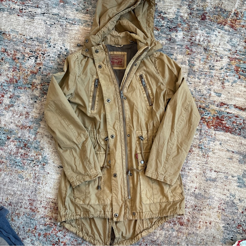 Levi's Women's Tan Khaki Removable Hood Utility Jacket Size XS